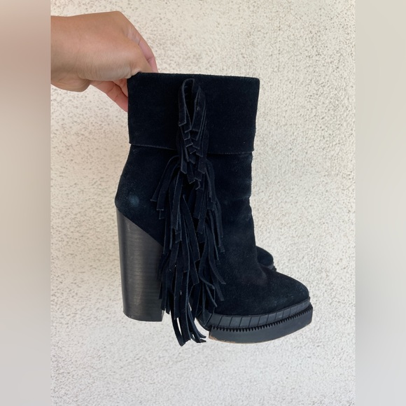 Jeffrey Campbell Ibiza Suede Fringe Boots Black (Size 6) - Picture 2 of 6